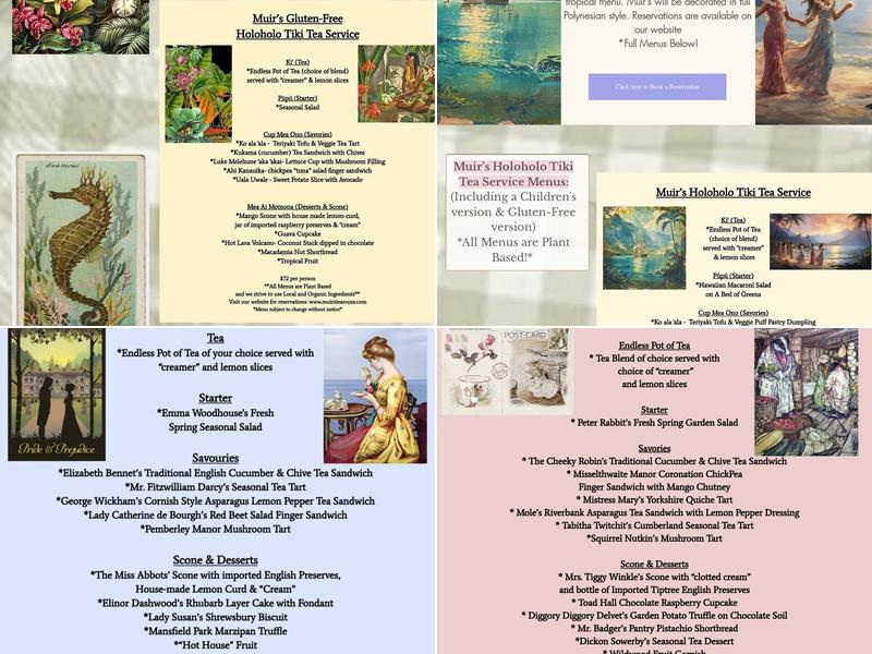 Muir's Tea Room & Gift Shop Menu