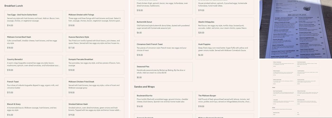 J&M's Midtown Café Menu