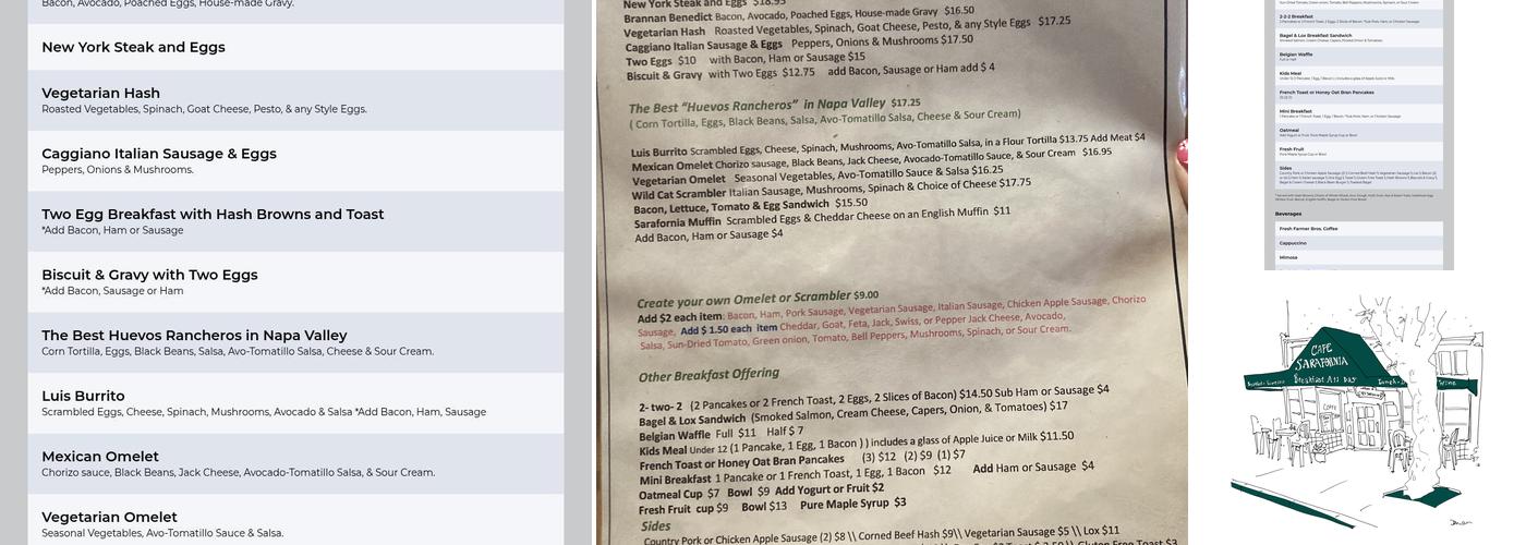 Café Sarafornia Menu