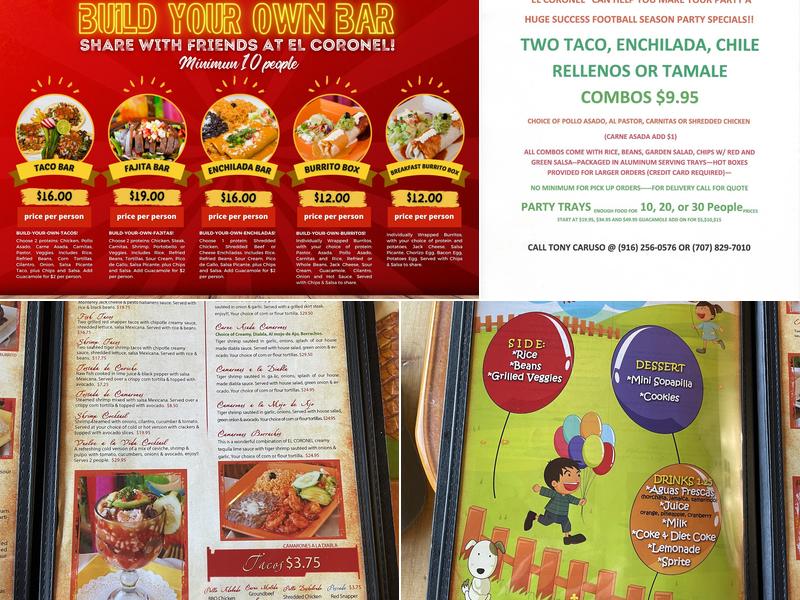 El Coronel Mexican Restaurant Menu