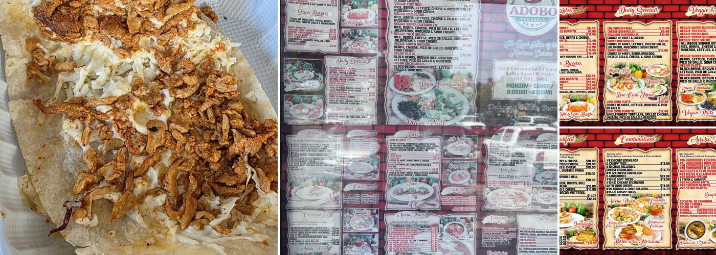 Adobo Taqueria Menu