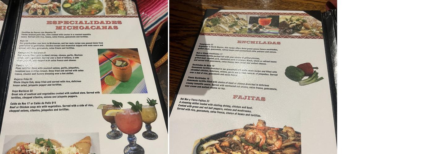 La Hacienda del Toro Menu