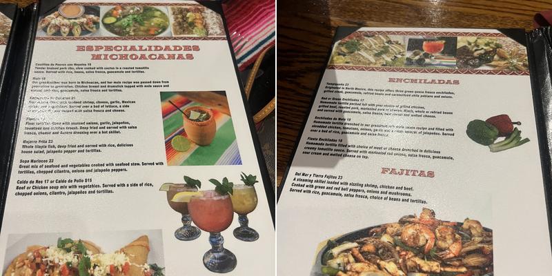 La Hacienda del Toro Menu