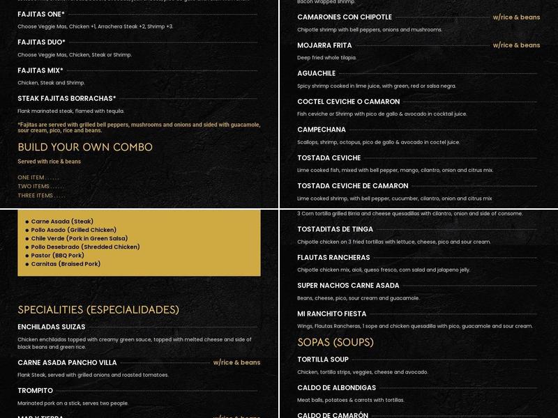Mi Ranchito Menu