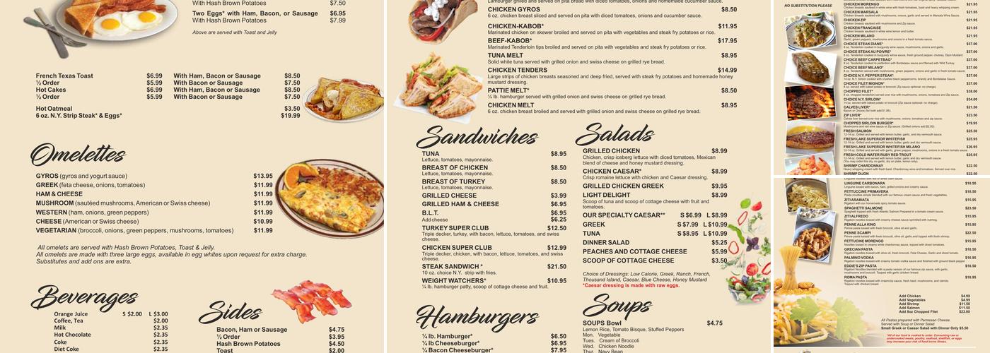 Eddie's Gourmet Menu