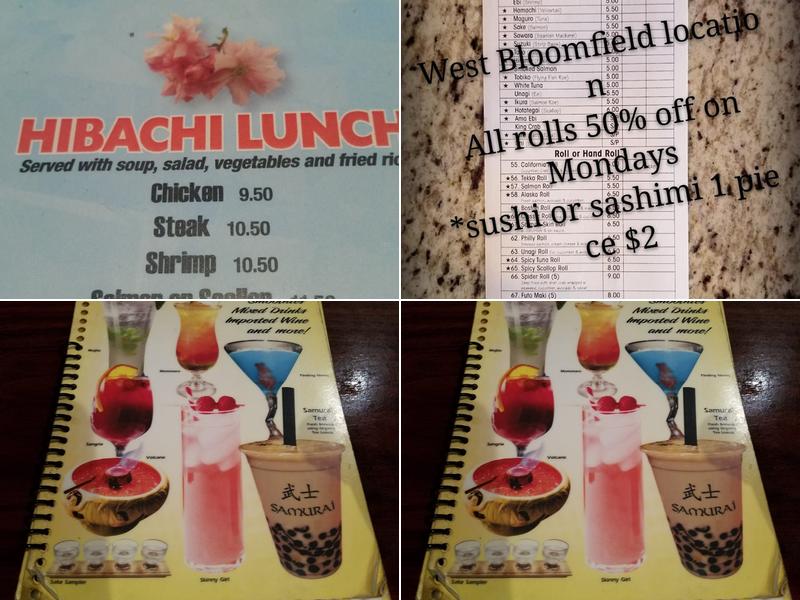 Samurai Steakhouse Menu