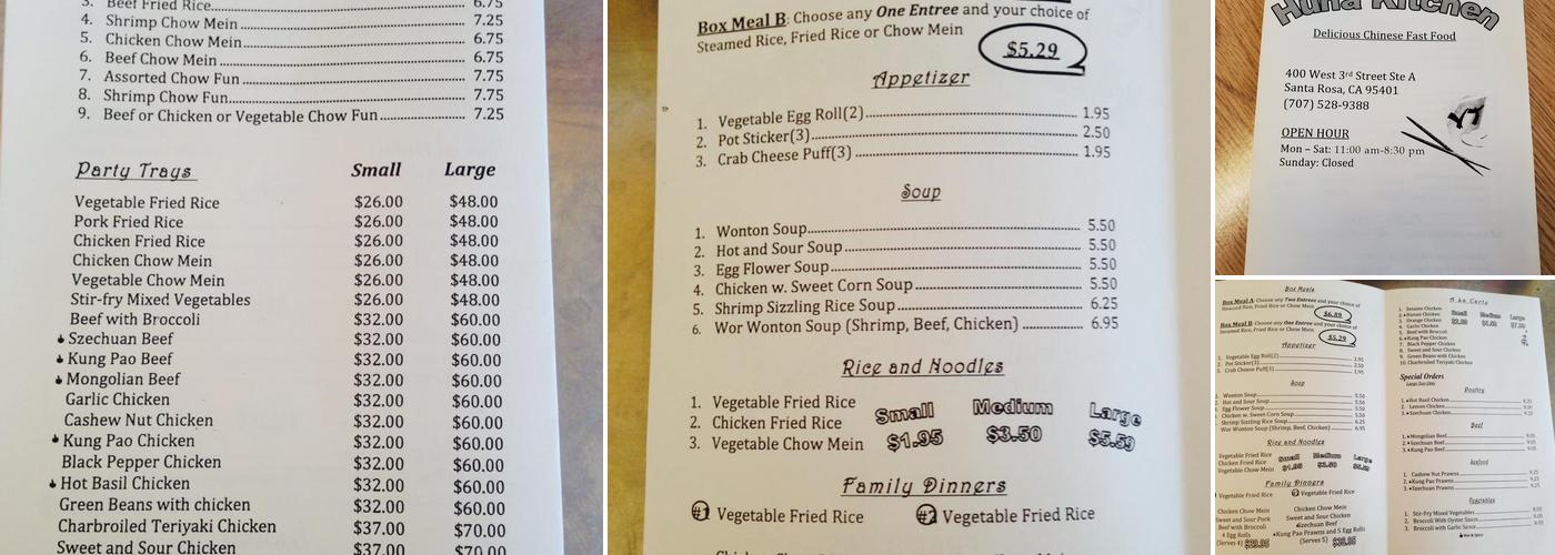 Huna Kitchen Menu