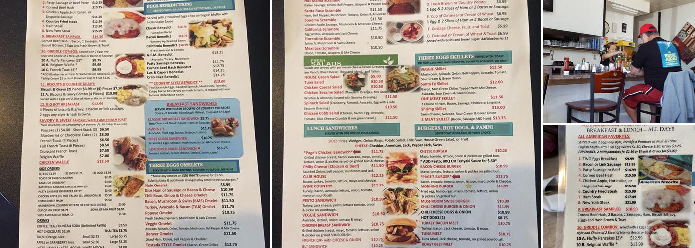 Page's Diner Menu
