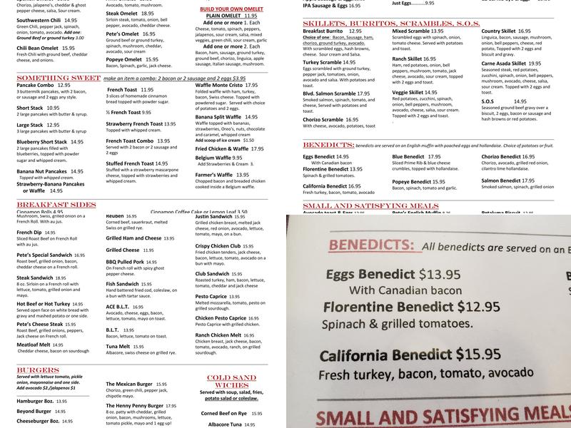 Pete's Henny Penny Restaurant Menu