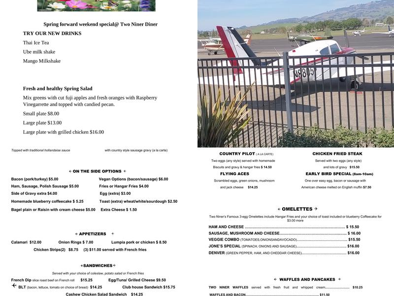 Two Niner Diner Menu
