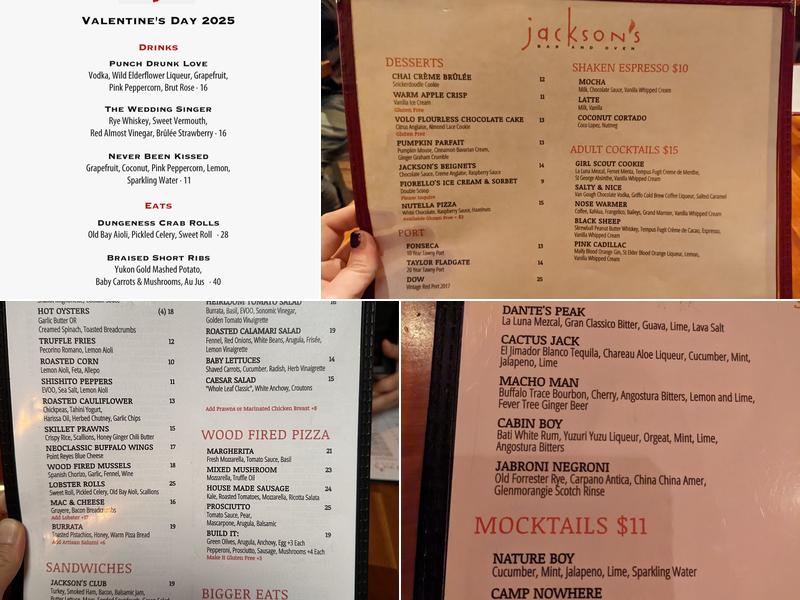 Jackson's Bar and Oven Menu