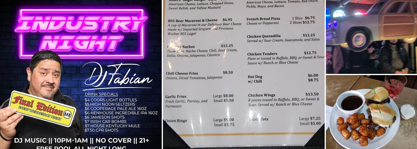 Final Edition Bar Menu