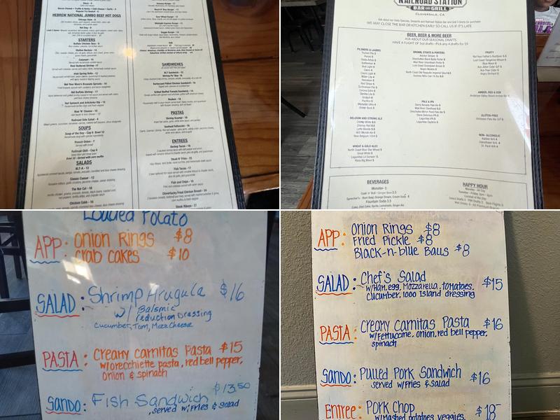 Railroad Station Bar and Grill Menu