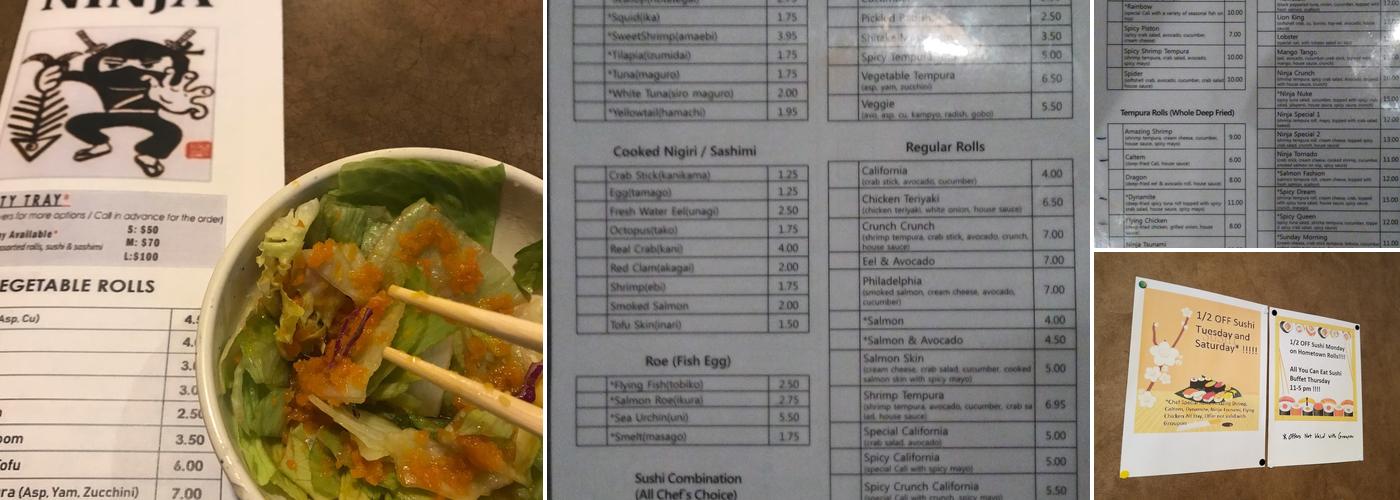 Ninja Sushi Japanese Restaurant Menu