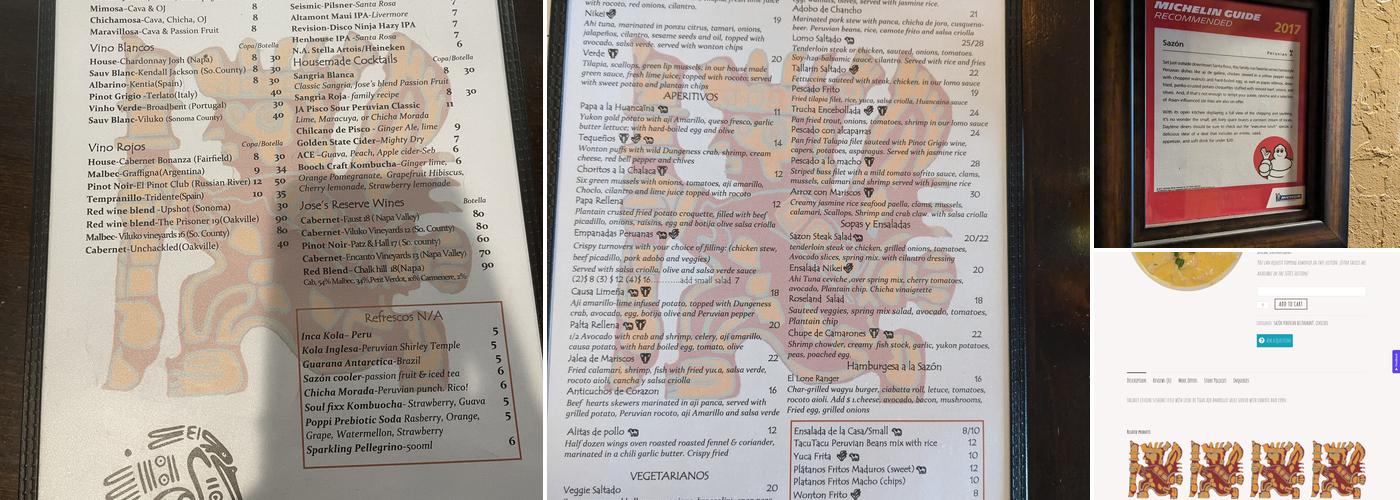 Sazón Authentic Peruvian Cuisine Menu