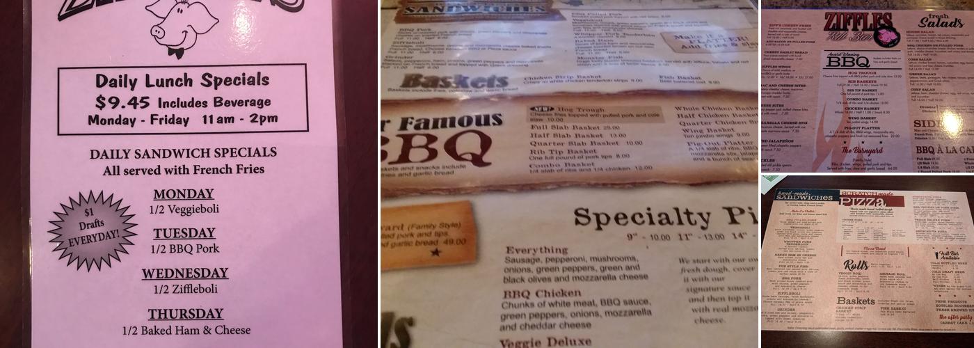 Ziffle's Rib Bar Menu
