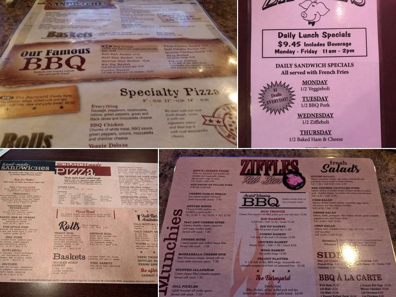 Ziffle's Rib Bar Menu