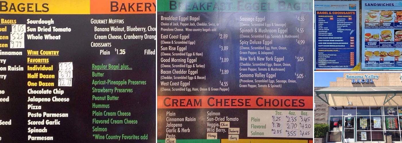 Sonoma Valley Bagel& coffee ( by Rancho high school) Menu