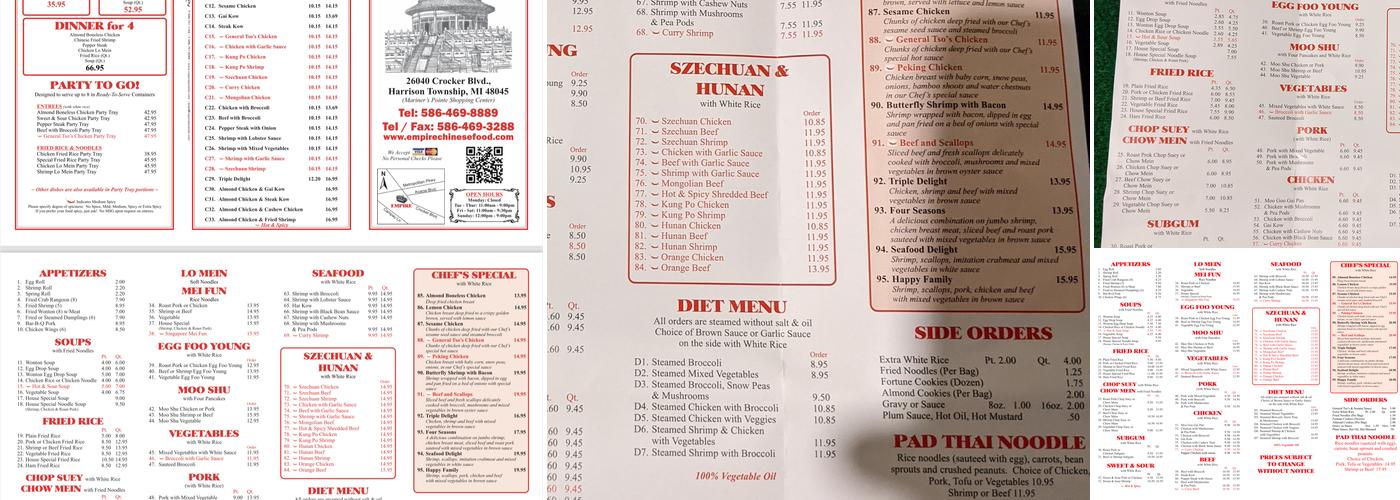 Empire Chinese Menu