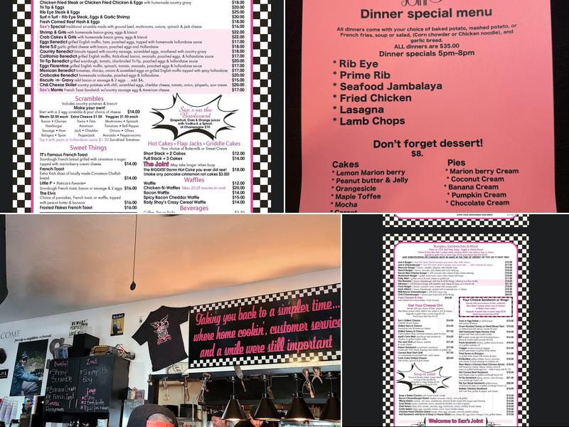 Sax's Joint Menu