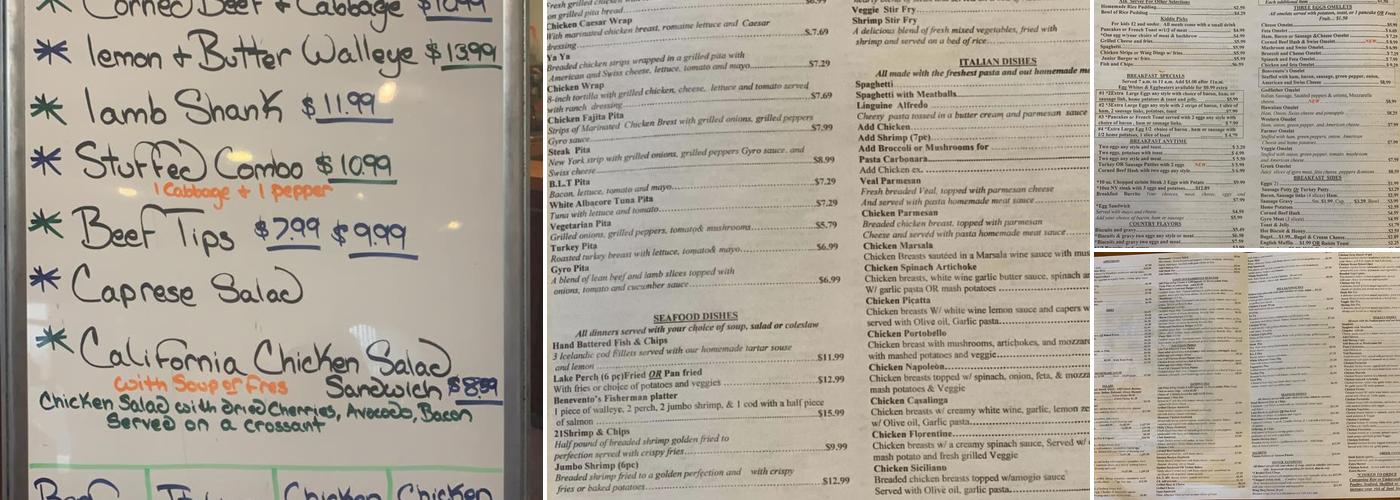 Benvenuto Restaurant Menu