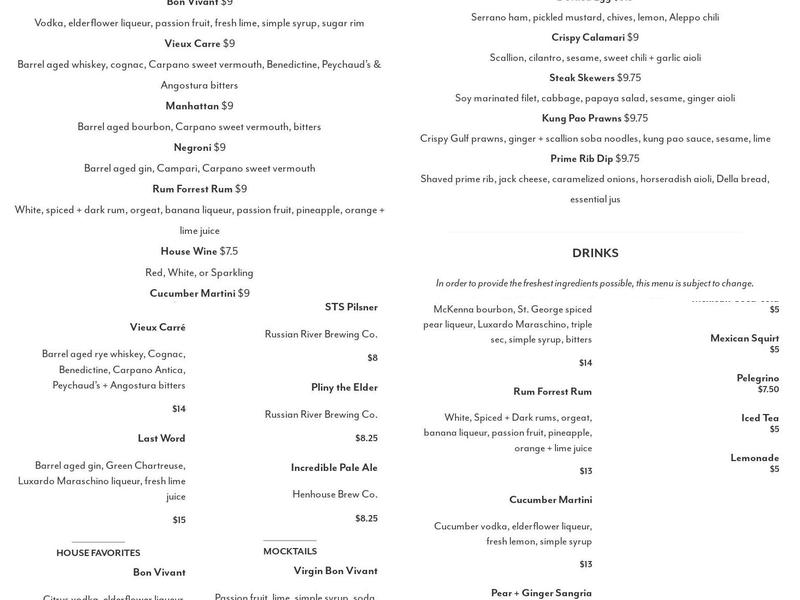 Seared Menu