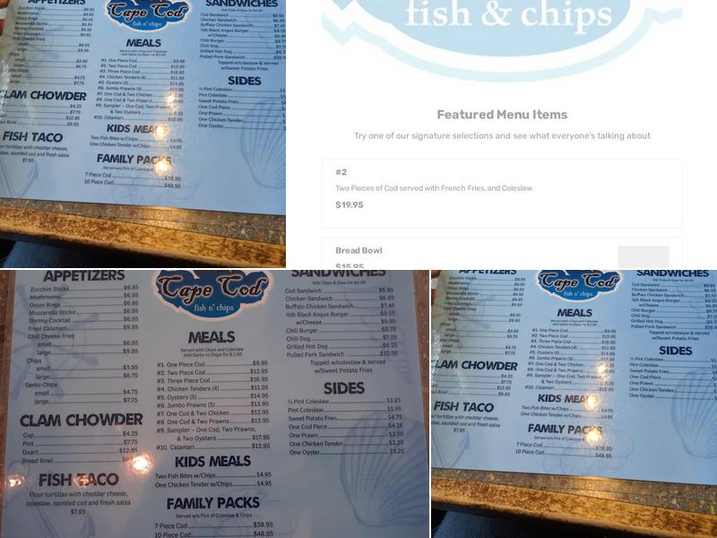 Cape Cod Fish N' Chips Menu