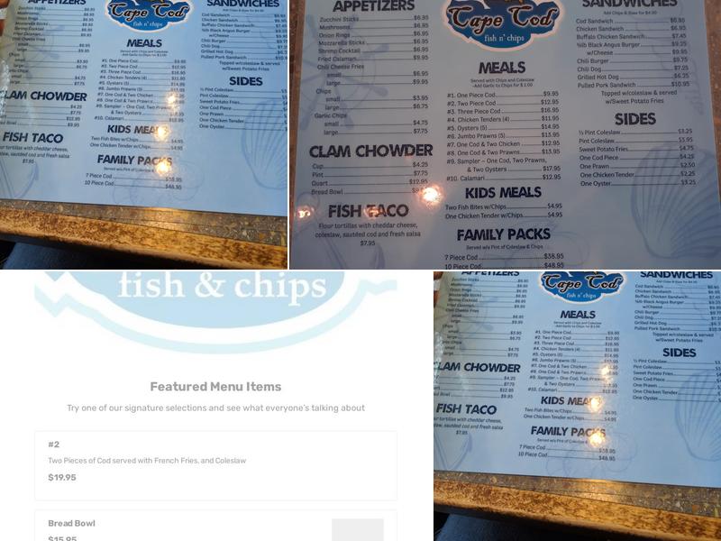 Cape Cod Fish N' Chips Menu