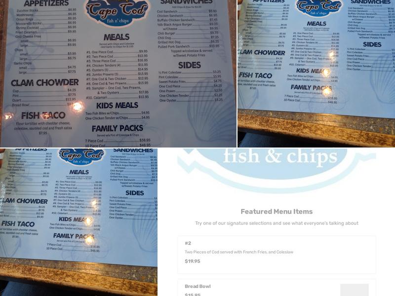Cape Cod Fish N' Chips Menu