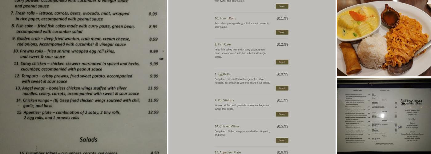 Tiny Thai Menu