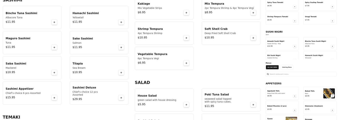 Jidaiya Menu
