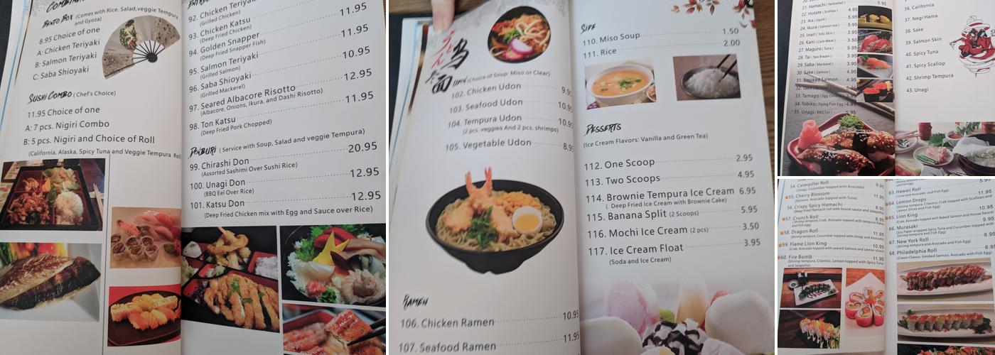 Jidaiya Menu