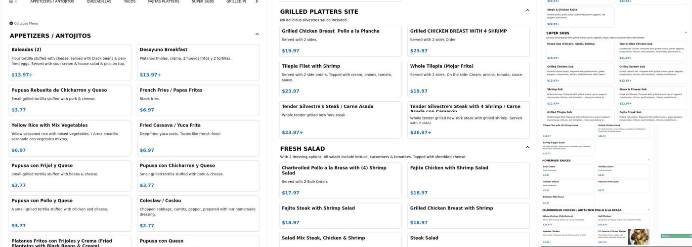 SILVESTRE CHICKEN Menu