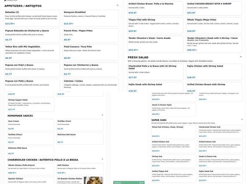 SILVESTRE CHICKEN Menu