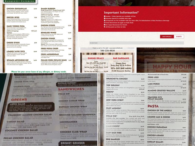 Aspen Restaurant Menu