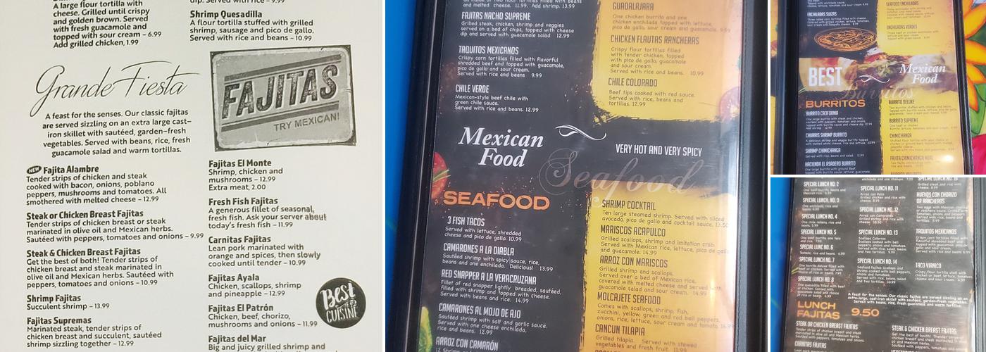 Hacienda El Asadero Menu