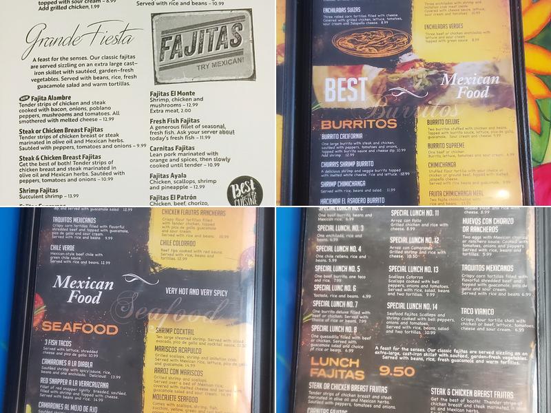 Hacienda El Asadero Menu