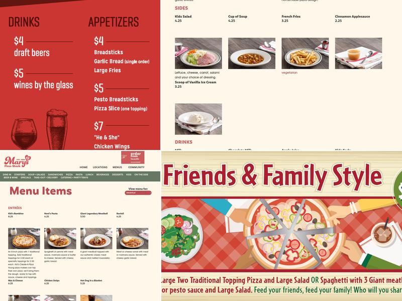 Mary's Pizza Shack Menu