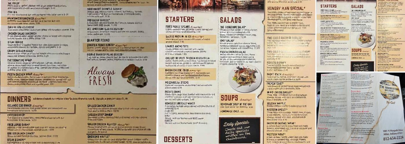 Reservation Menu
