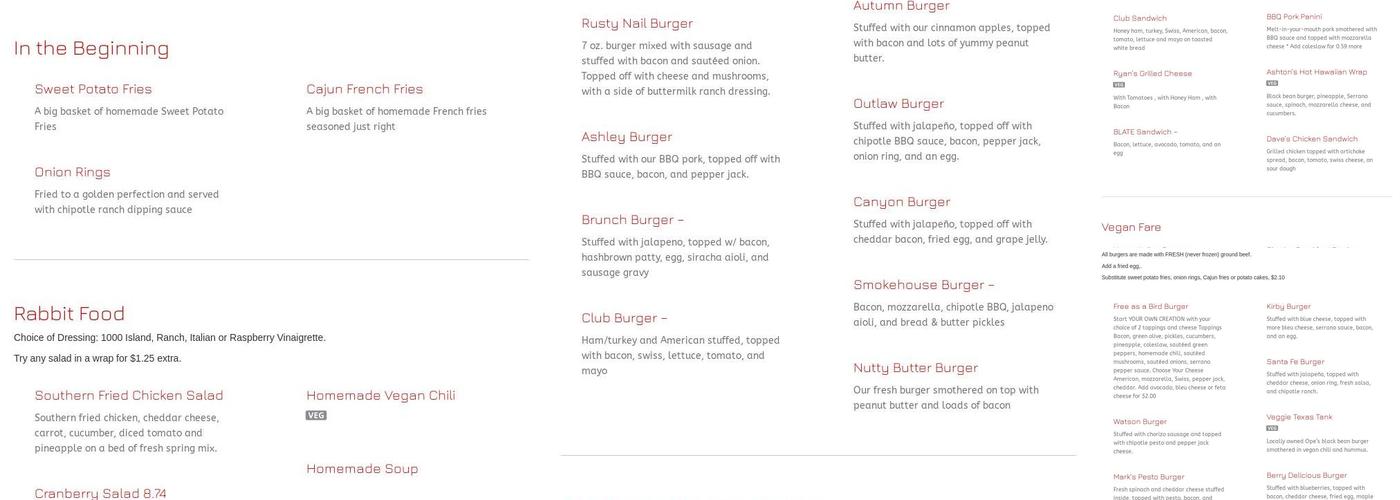 Studio Grill Menu