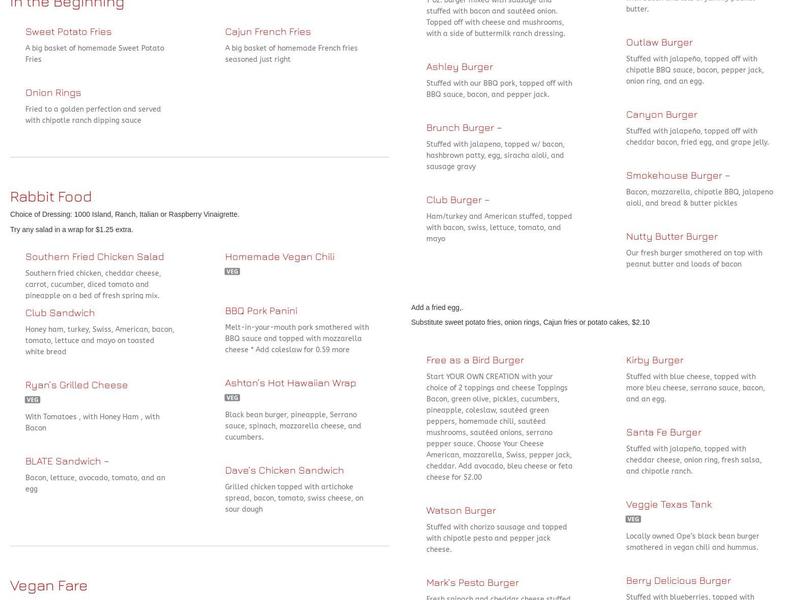 Studio Grill Menu