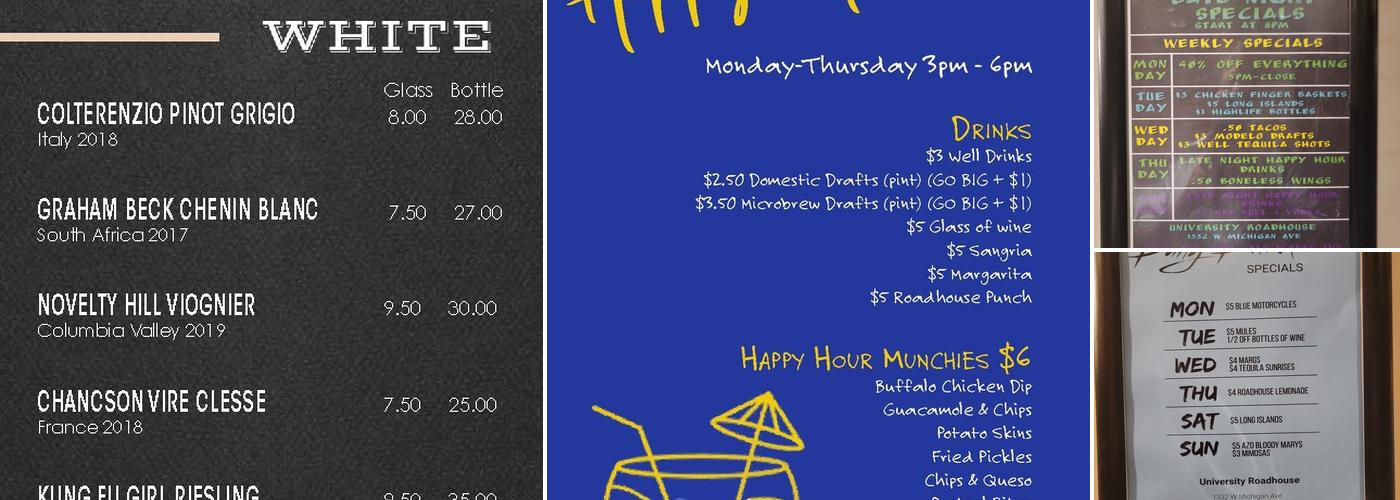 University Roadhouse Menu