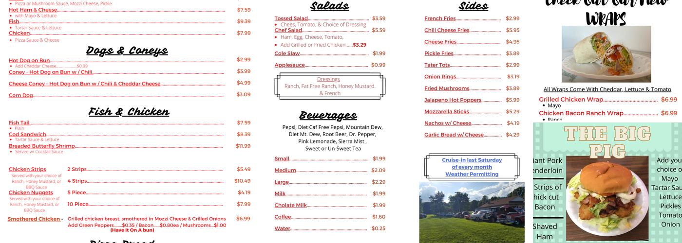 B & G Dairy Bar and Grill Menu