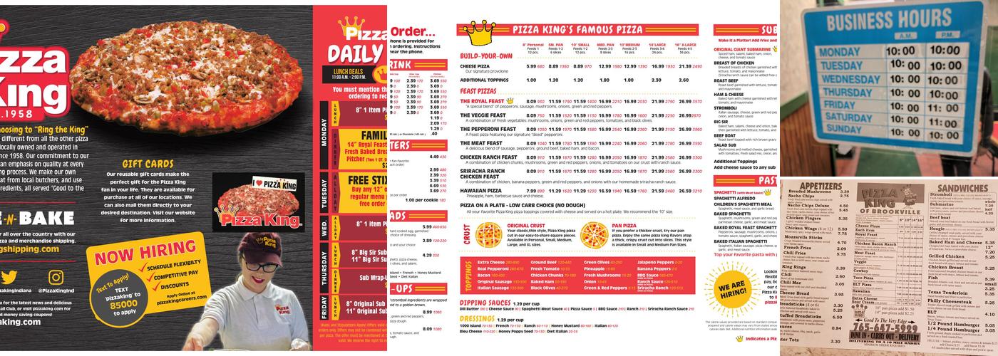 Pizza King Menu