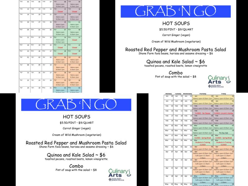 SRJC Café Rose and Alex Ling Bakery Menu