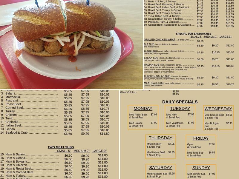 Wally's Subs Menu