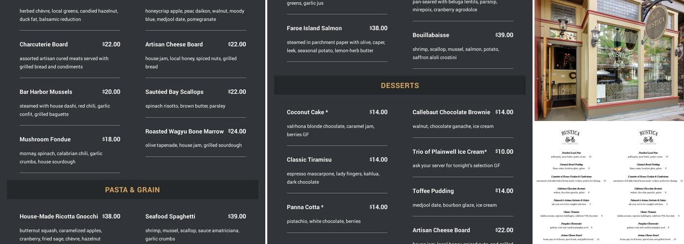 Rustica Menu