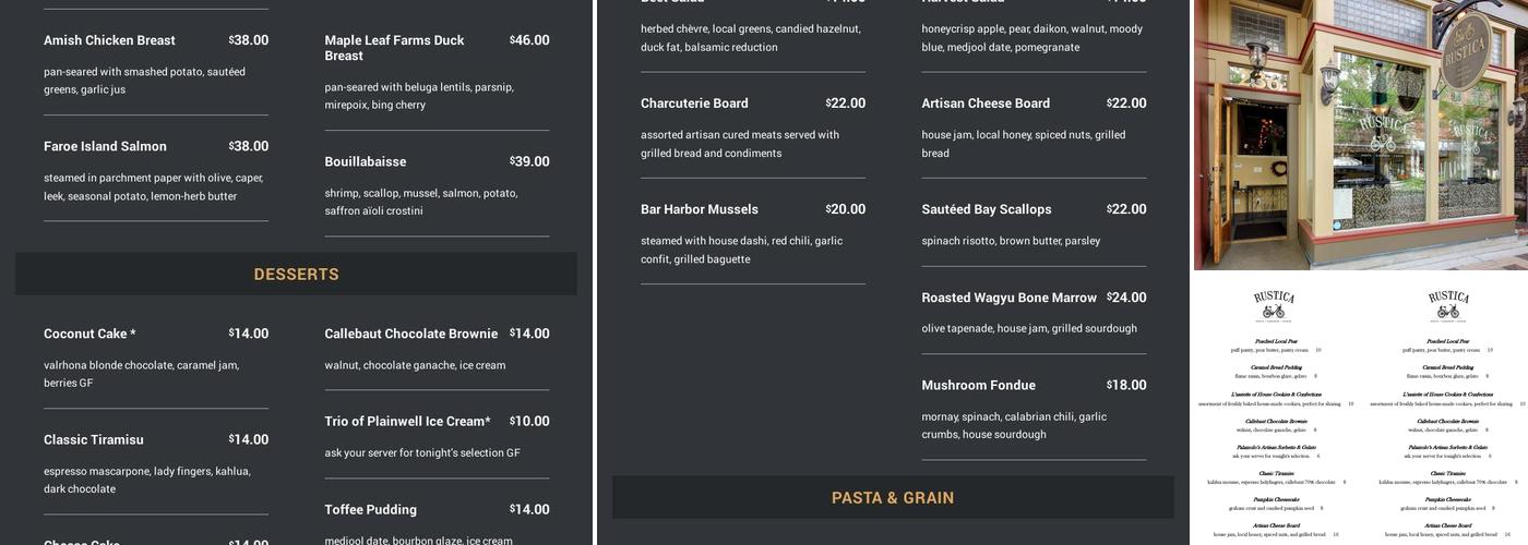 Rustica Menu