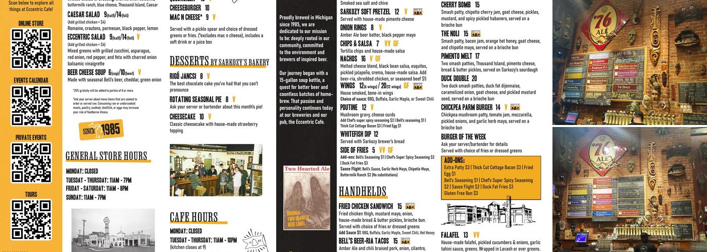 Bell's Eccentric Cafe Menu