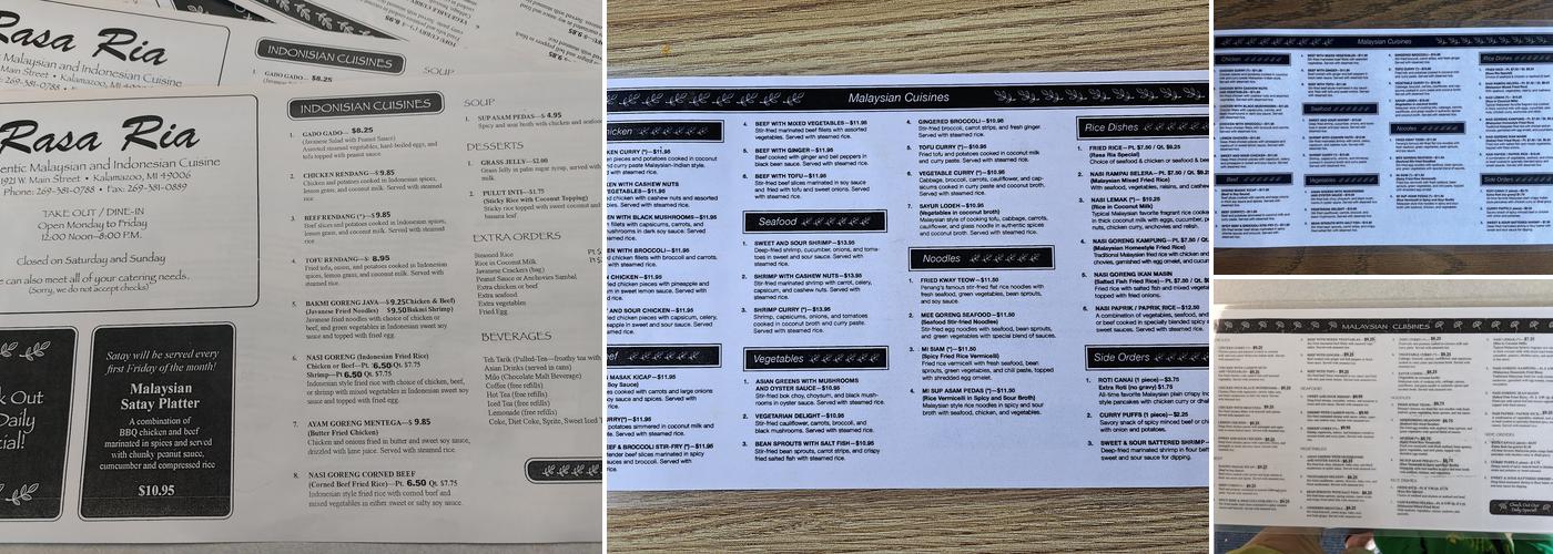 Rasa Ria Menu